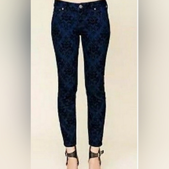 Free People Denim - Free People Blue Jeans Black Velvet Detail Streetwear Casual Baddie Size 27